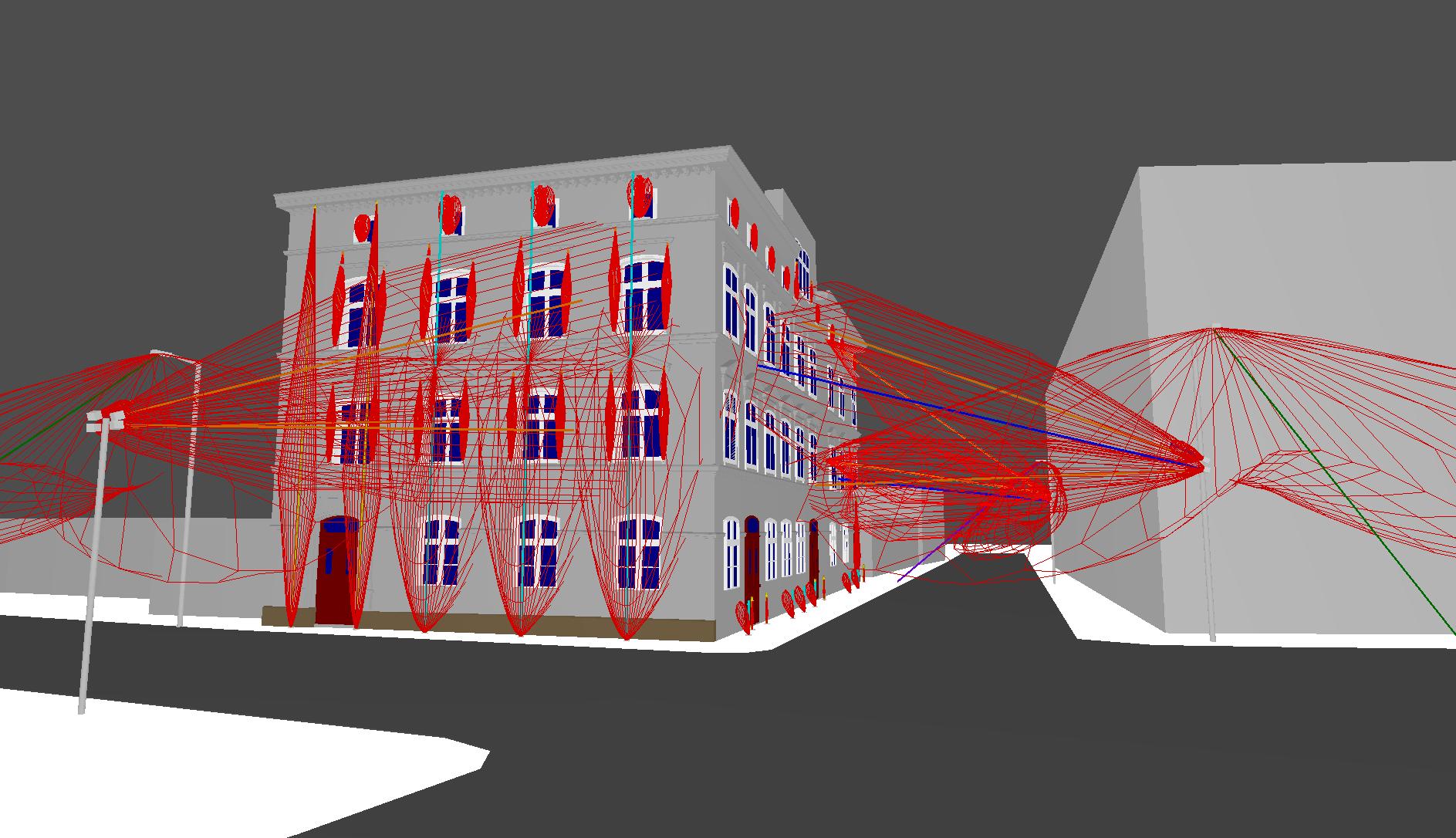 Light distribution and calculation grid of the outdoor lighting