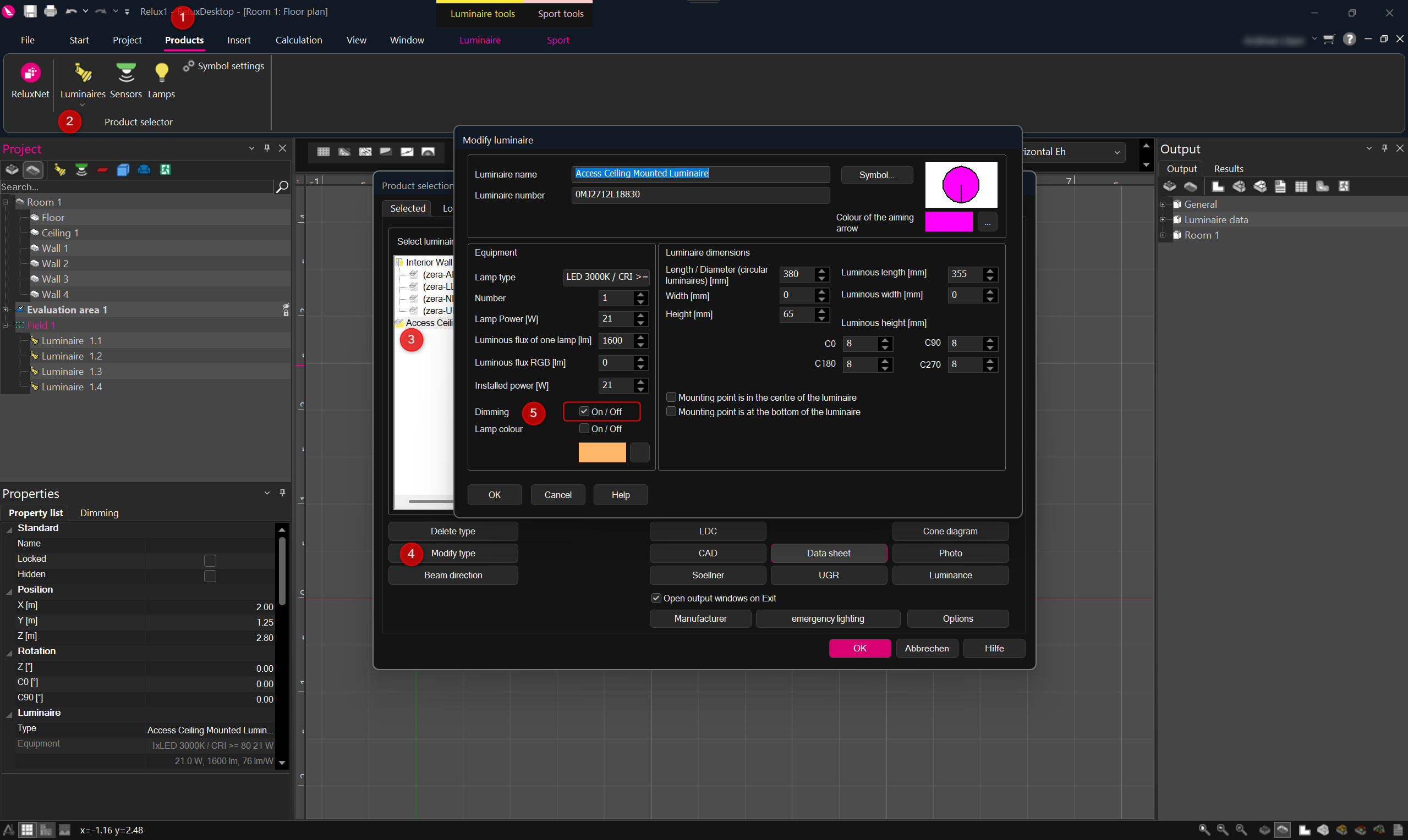 luminaire dimming_setting